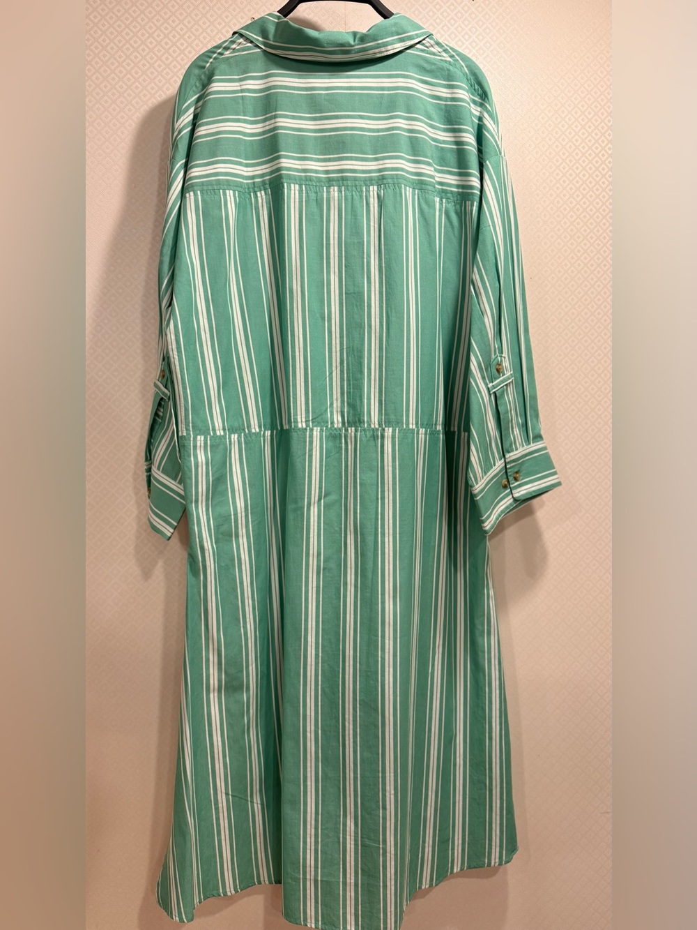 NWT Anthropologie Mint Green and White Striped Midi Shirt Dress Cotton - Picture 7 of 14